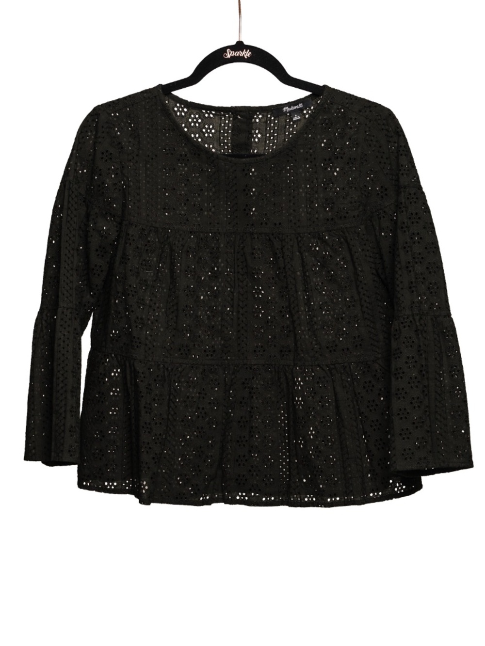 Madewell black eyelet shirt.